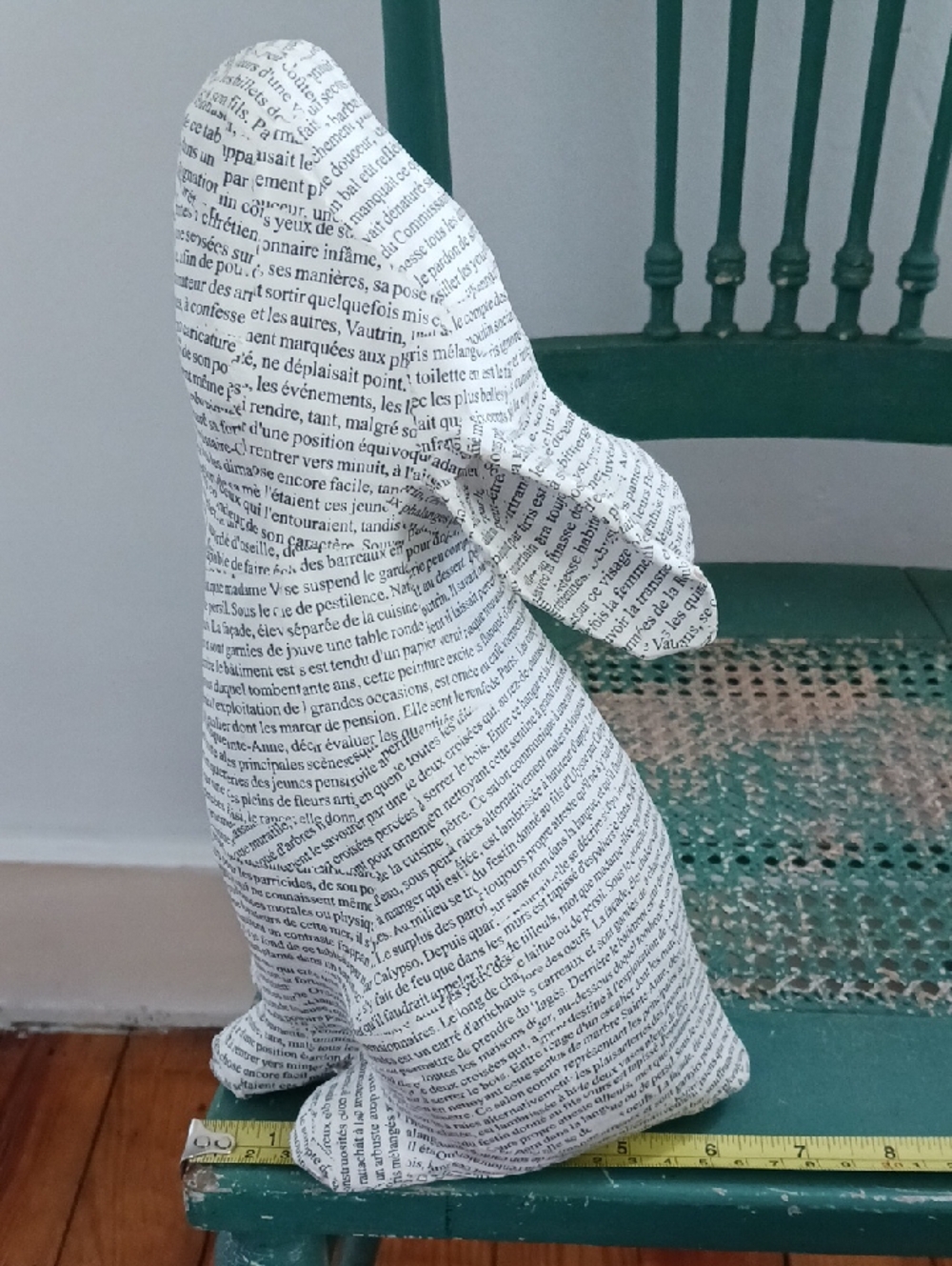 Vintage French Text Papier-mâché Rabbit - Picture 4 of 11